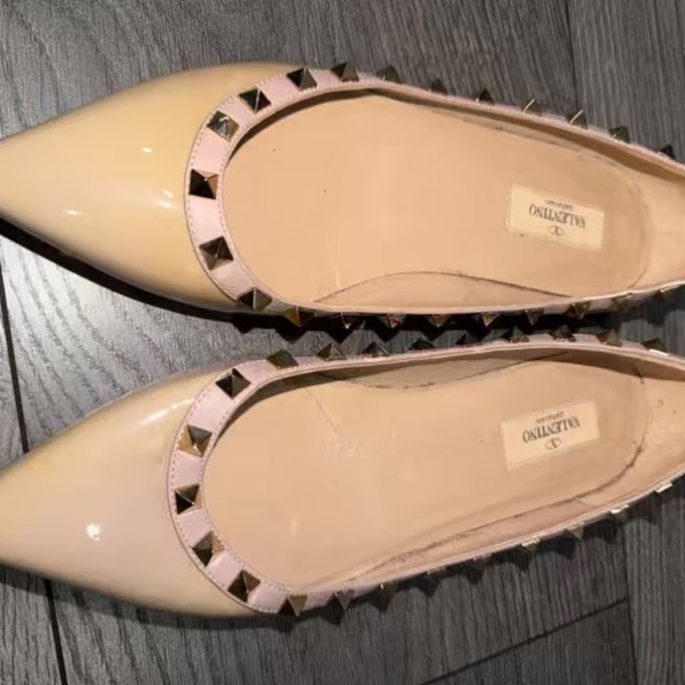 Valentino Women's Beige Studded Loafers